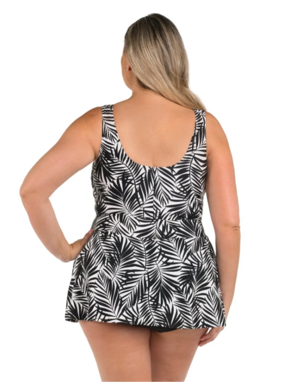 NWT Maxine of Hollywood Palm Retreat Empire Swim Dress One Piece Plus Size Black - Picture 4 of 13